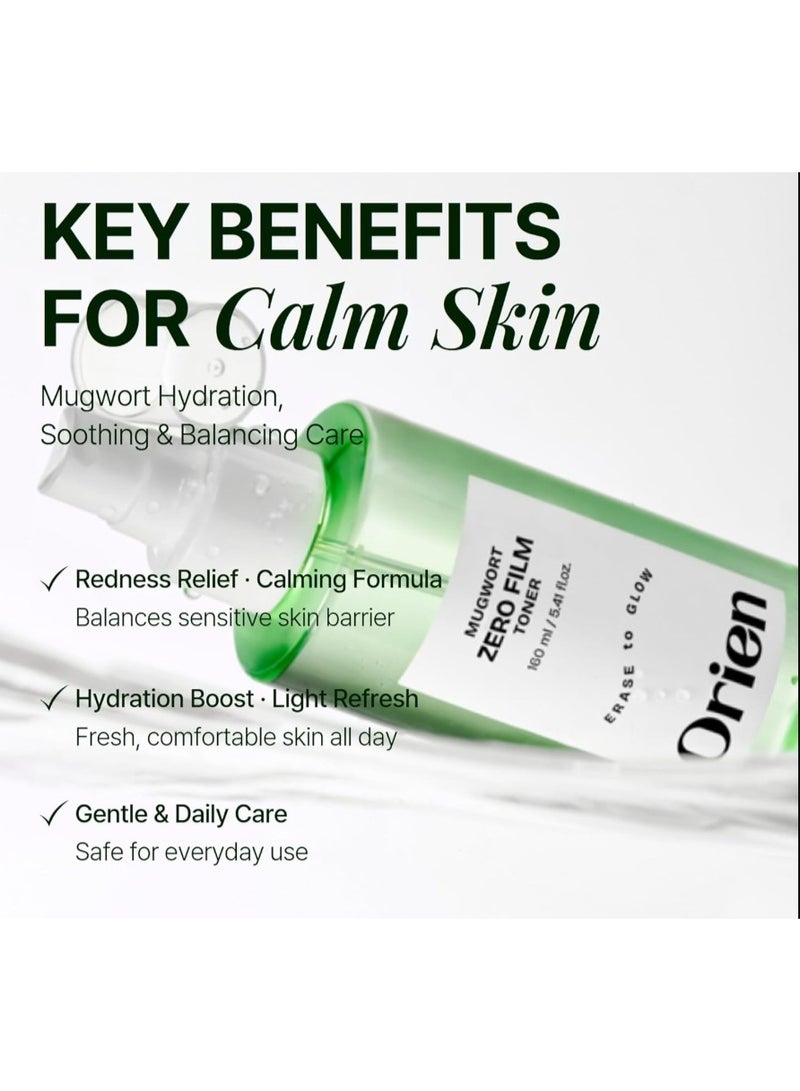 Orien Mugwort Zero Film Toner 5.41 fl.oz. 160ml ㅣpH5.5 Calming, Soothing, Hydrating Spray Toner - Image 2