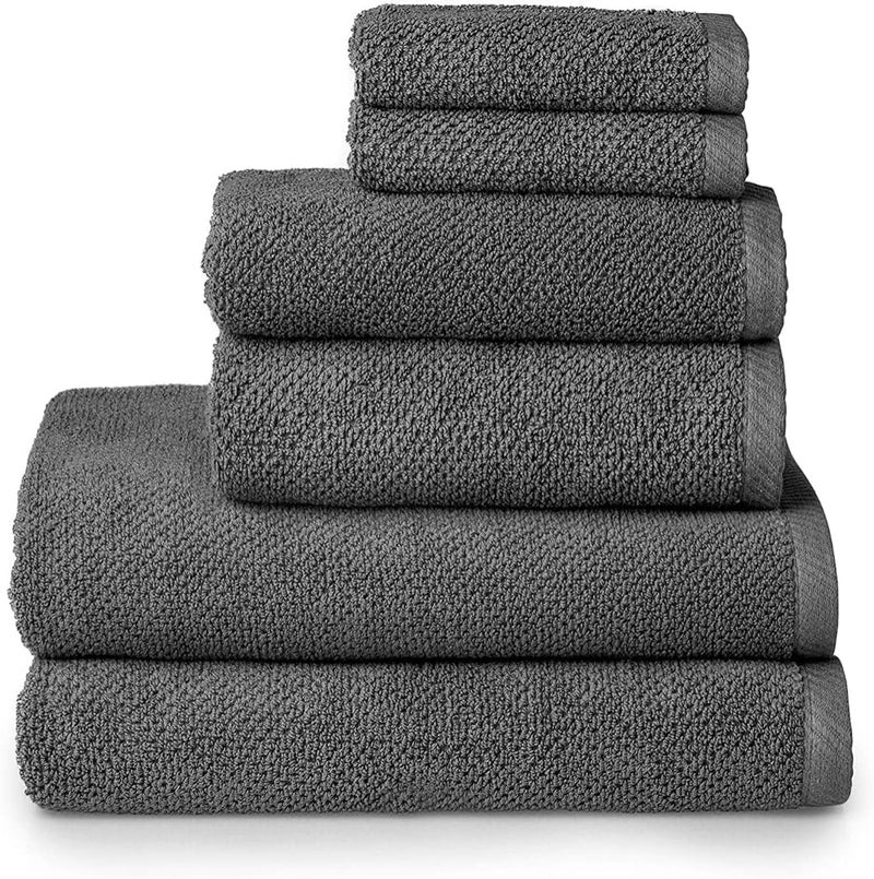 Simpli-Magic 79451 Popcorn Textured Bath Towels Set, 2 Bath Towels, 2 Hand Towels, 2 Washcloths, 6 Pieces, Gray - Image 1