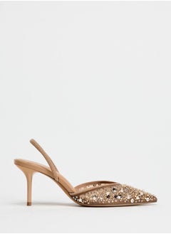 Zara Mesh and bead slingback heels  - Image 1