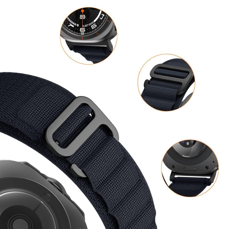 سوار ساعة ذكية سوار نايلون حلقي متوافق باللون أخضر قابل للتعديل مع Samsung Galaxy Watch Ultra بملاءمة قابلة للتعديل وحزام بديل للاستخدام اليومي للتنقل اليومي سهل التخزين - Image 3