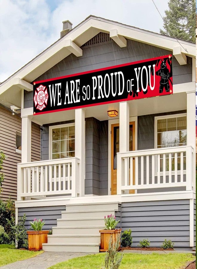 DodelyGz Firefighter Theme We Are So Proud Of You Backdrop Banner,Fireman Firefighter Retirement Party Birthday Party Decoration Supplies - Image 5