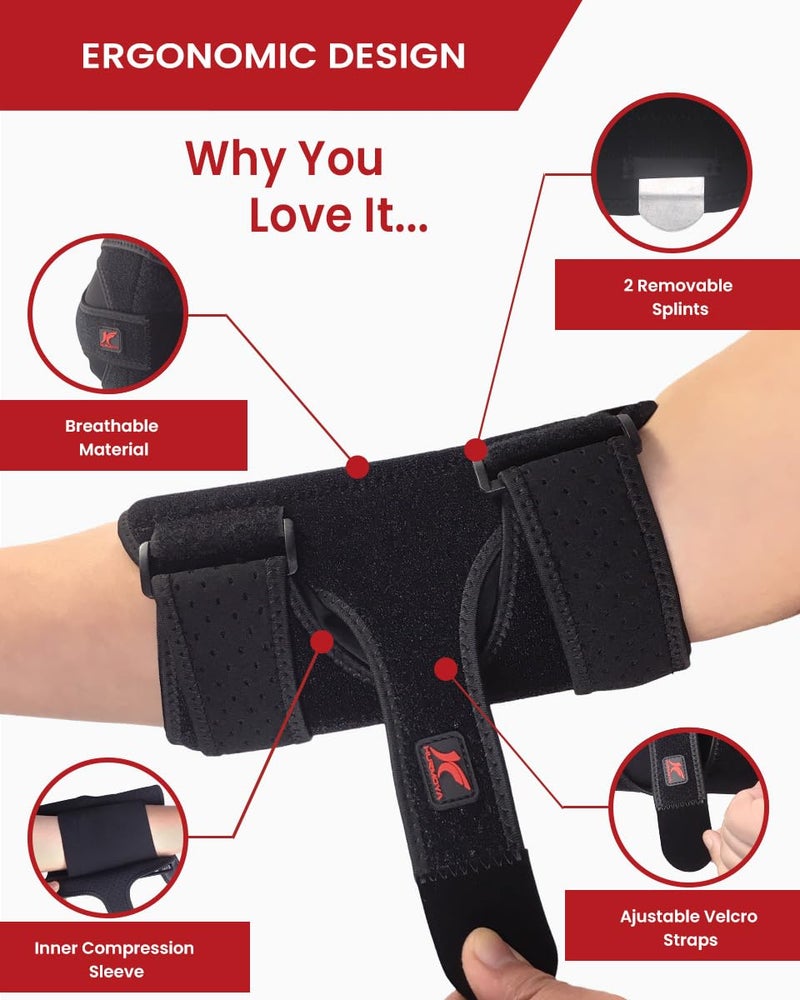 Hurmoya Elbow Brace Comfortable Night Sleep, Cubital Tunnel Syndrome, Ulnar Nerve Entrapment with Compression Sleeve Immobilizer, 2 Removable Metal Splints Pain Relief for Men and Women (M) - Image 5