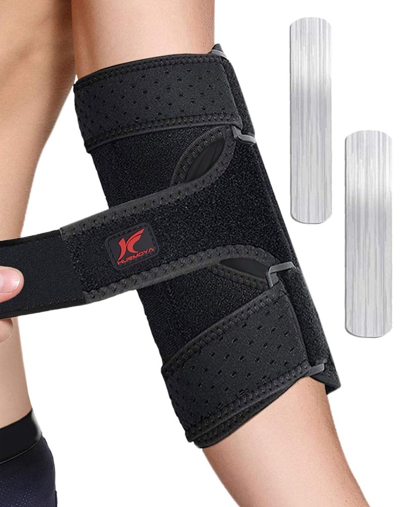Hurmoya Elbow Brace Comfortable Night Sleep, Cubital Tunnel Syndrome, Ulnar Nerve Entrapment with Compression Sleeve Immobilizer, 2 Removable Metal Splints Pain Relief for Men and Women (M) - Image 1