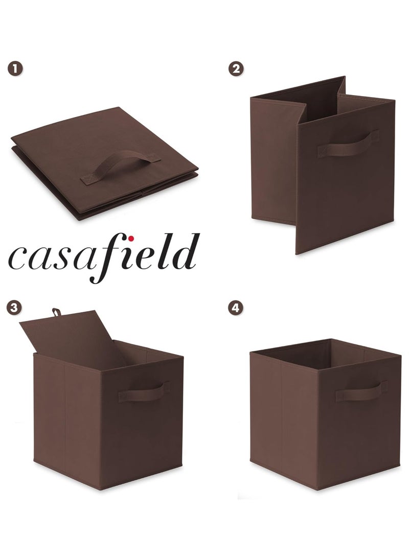 Generic Collapsible Fabric Storage Cubes Organizer, Set of 6 Home Foldable Collapsible Storage Box, Fabric Cubby Organizer Baskets with Dual Handles, Cube Storage Bins for Shelf, Home and Office  - Image 4