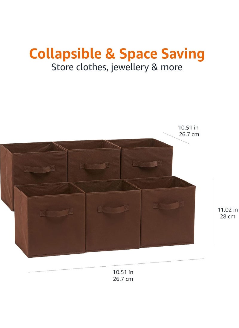 Collapsible Fabric Storage Cubes Organizer, Set of 6 Home Foldable Collapsible Storage Box, Fabric Cubby Organizer Baskets with Dual Handles, Cube Storage Bins for Shelf, Home and Office