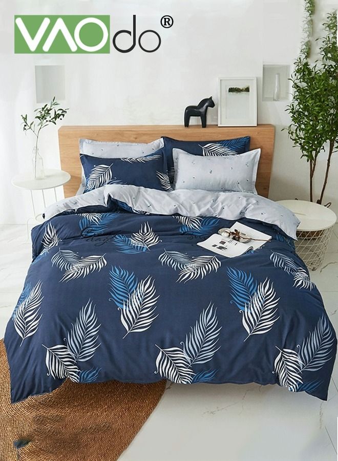 VAOdo 4PCS Bedding Set Skin Friendly and Simple Cotton Material Including Sheets Duvet Cover and 2 Pillows - Image 1