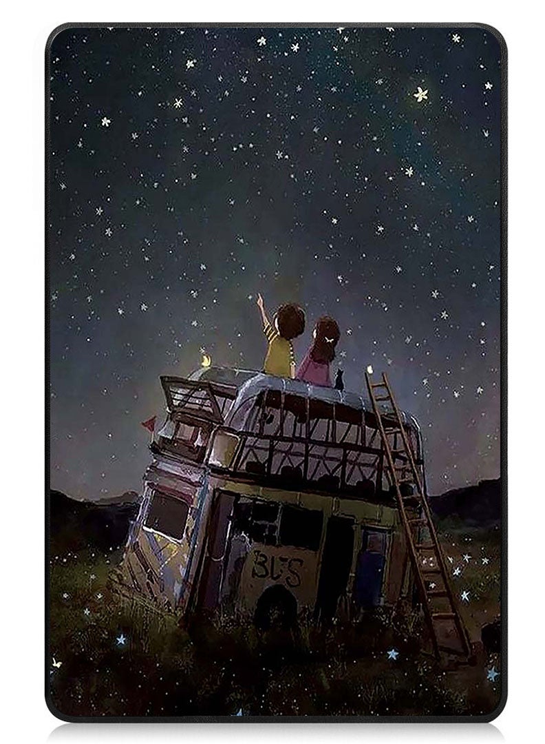 Theodor Protective Flip Case For Apple iPad Air 11 (2024) With Trifold Stand Auto Wake Sleep Shockproof Cover Children watching Stars  - Image 1