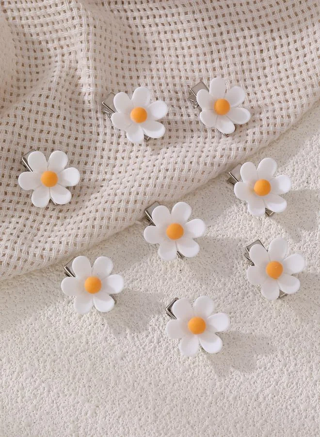 تايك تو Pack of 8 - White Flower Hair Clips