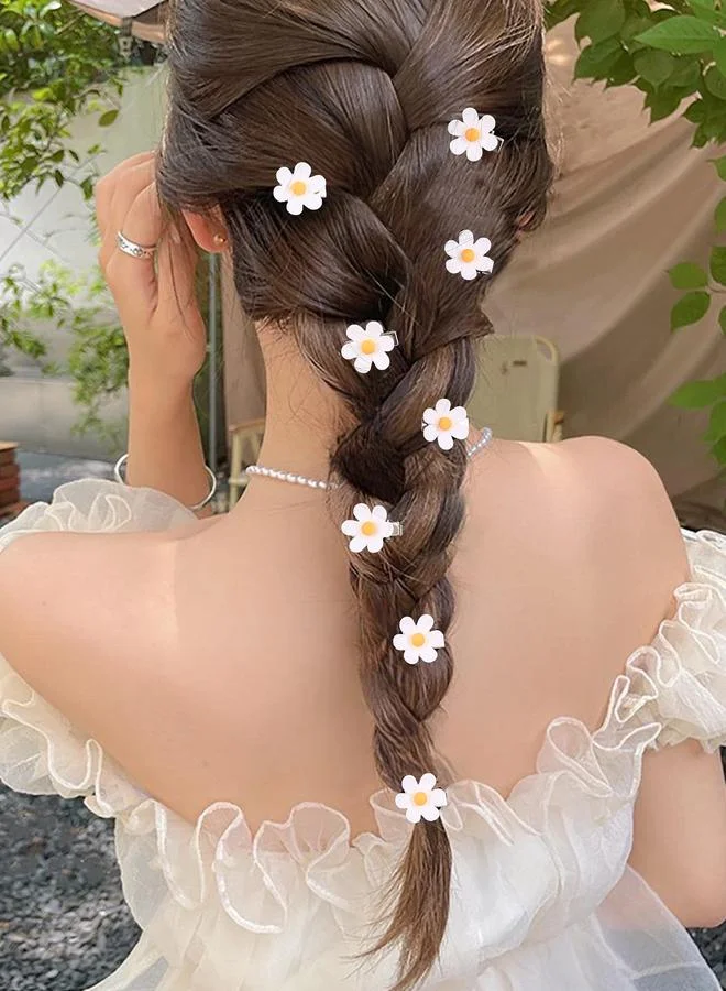 تايك تو Pack of 8 - White Flower Hair Clips