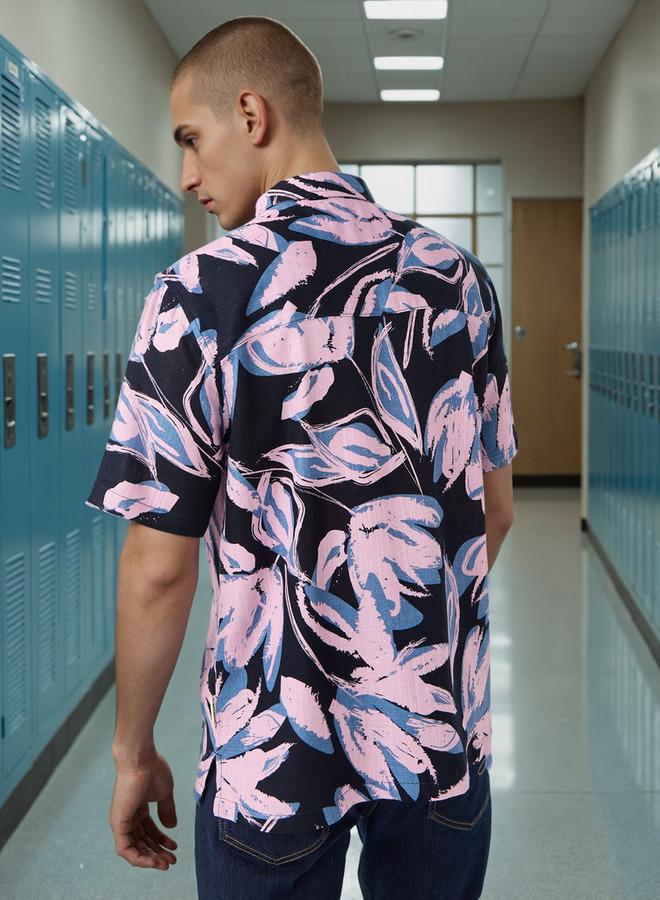 Lee Cooper Regular Fit Printed Slub Shirt - Image 3