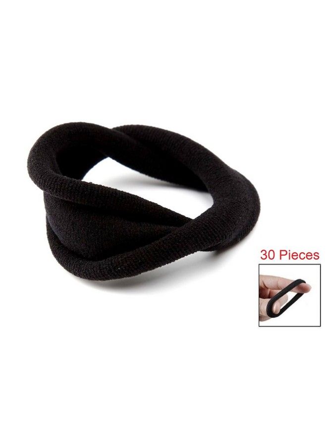 OUT OF BOX Kelley 30 Piece Black Ribbed Elastic Wide Ponytail Holder Hair Rubber Band And 12 Piece Bob Hair Pins - Image 4