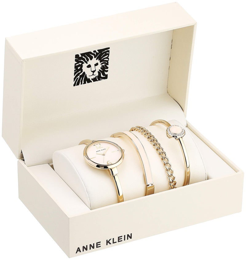 Anne Klein Women's AK/3290LPST Gold-Tone Bangle Watch and Premium Crystal Accented Bracelet Set - Image 2