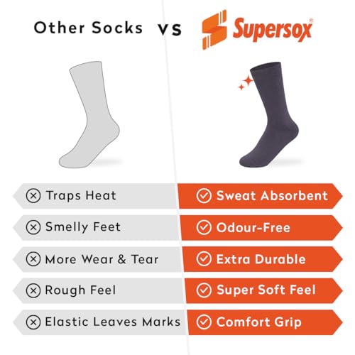 Supersox جوارب المدرسة العادية الطول للأطفال من Supersox | قطن قابل للتنفس | مقاومة للروائح وامتصاص الرطوبة | حافة متينة لراحة طوال اليوم | رمادي | من 11 إلى 12 سنة | عبوة من 5 - Image 5