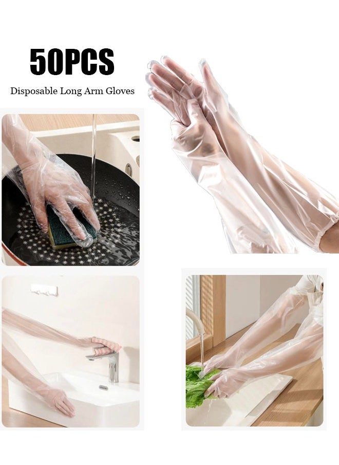 ZVEV 50PCS Disposable Long Arm Gloves with Elastic Cuff 23.6inch Household Cleaning Gloves Thick Kitchen Dishwashing Gloves Food Handling Gloves Vegetable Washing Gloves  - Image 1