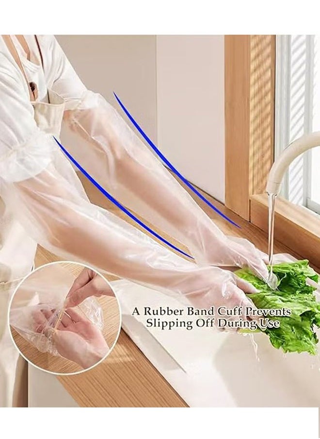 ZVEV 50PCS Disposable Long Arm Gloves with Elastic Cuff 23.6inch Household Cleaning Gloves Thick Kitchen Dishwashing Gloves Food Handling Gloves Vegetable Washing Gloves  - Image 5