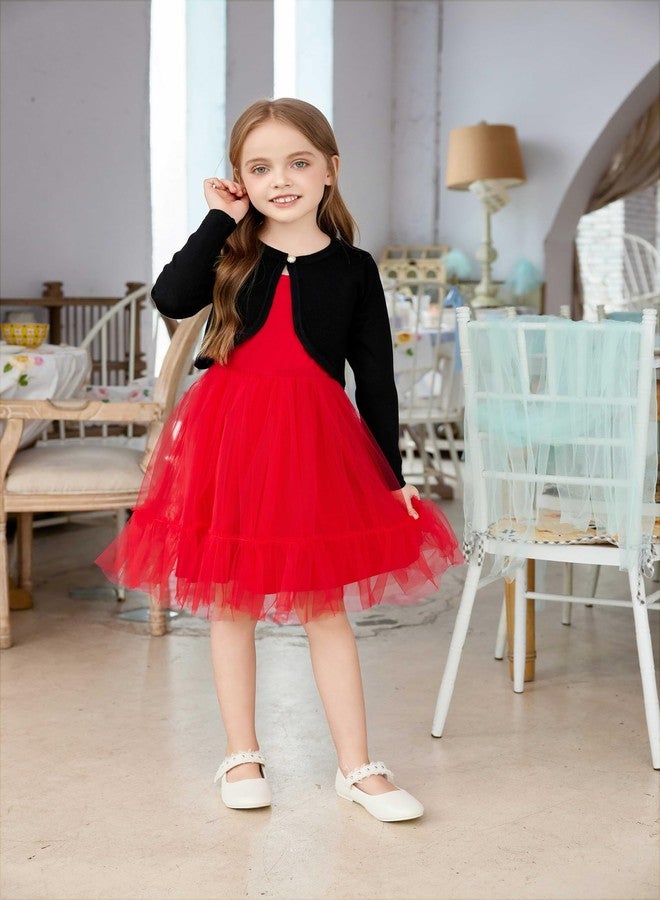 آرشنر كارديجان مفتوح من الأمام للبنات من أرشينر، بوليرو محبوك بأكمام طويلة وإغلاق بأزرار، أسود، مقاس 9-10 سنوات - Image 4