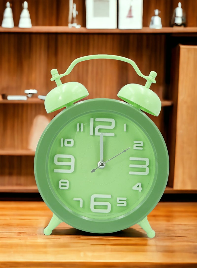 BABAZAM Double Twin Bell Alarm Clock, Analog Alarm Clock, Battery Powered, Simple Design for Home Office Students Kids Bedroom Green 18x13x5cm  - Image 4
