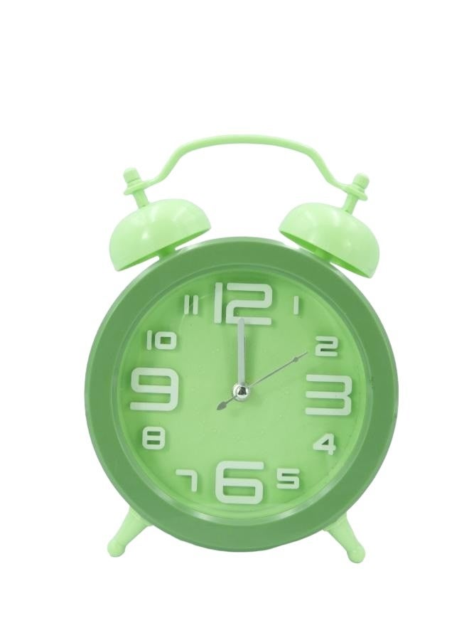 BABAZAM Double Twin Bell Alarm Clock, Analog Alarm Clock, Battery Powered, Simple Design for Home Office Students Kids Bedroom Green 18x13x5cm  - Image 1