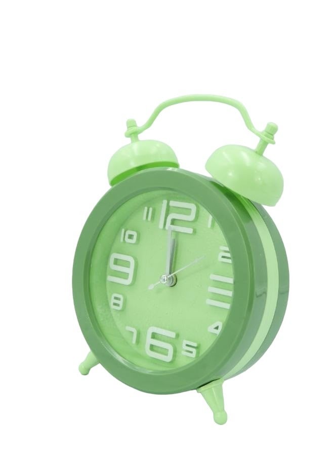 BABAZAM Double Twin Bell Alarm Clock, Analog Alarm Clock, Battery Powered, Simple Design for Home Office Students Kids Bedroom Green 18x13x5cm  - Image 2