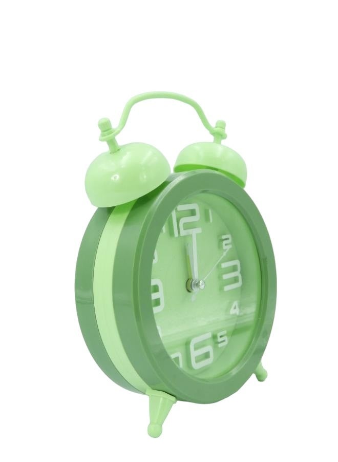 BABAZAM Double Twin Bell Alarm Clock, Analog Alarm Clock, Battery Powered, Simple Design for Home Office Students Kids Bedroom Green 18x13x5cm  - Image 3