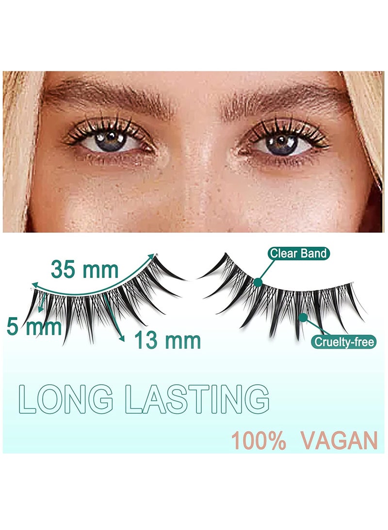 Generic Fake Lashes, Fairy Manga Lashes 3D Natural Anime Lashes with Clear Band Lashes, False Eyelashes Soft Cosplay Lashes Spikes Lash Extension 10 Pairs  - Image 5