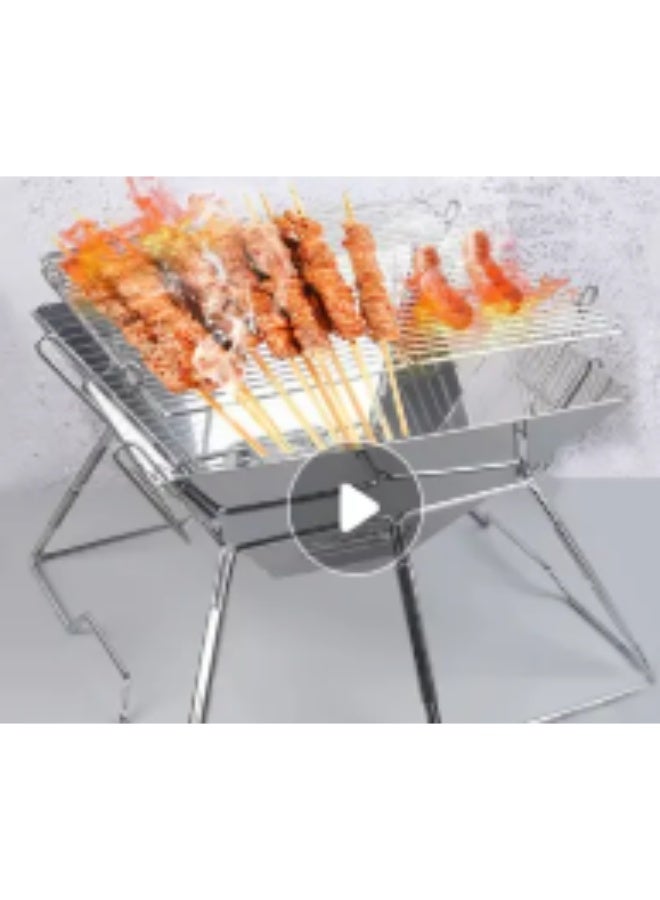 موقف حياة السيدة Camp Grills شواية تخييم قابلة للطي من الفولاذ المقاوم للصدأ، شواية محمولة مع شبكة طهي، تصميم مدمج مع حقيبة حمل - Image 2