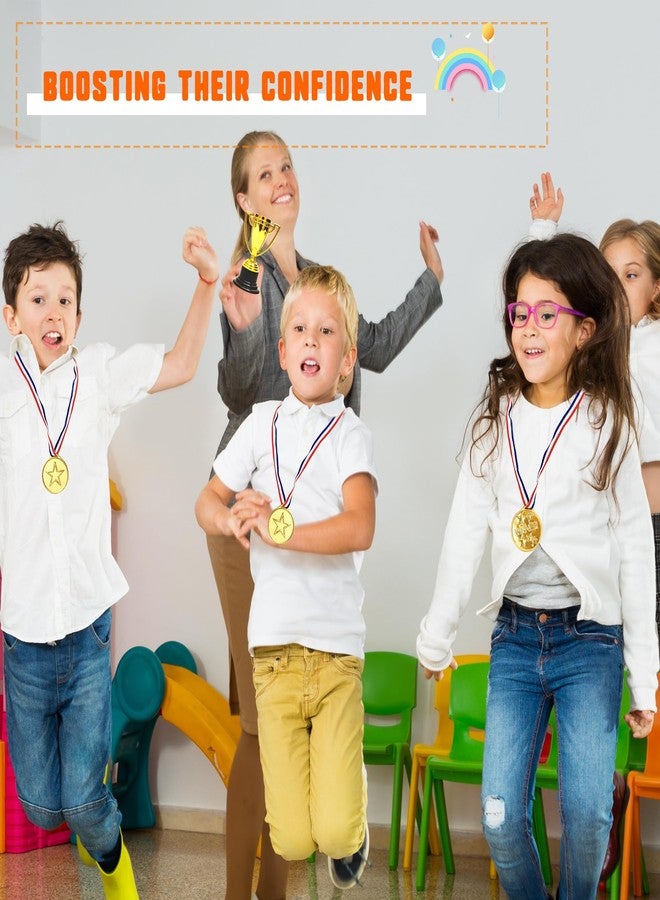Swakuta 72 Pcs Mini Trophies Cups Medals for Kids 36 Gold Award Trophy Cups 36 Plastic Medals Sports Tournament Competitions Winning Prizes Rewards Party Favors - Image 5