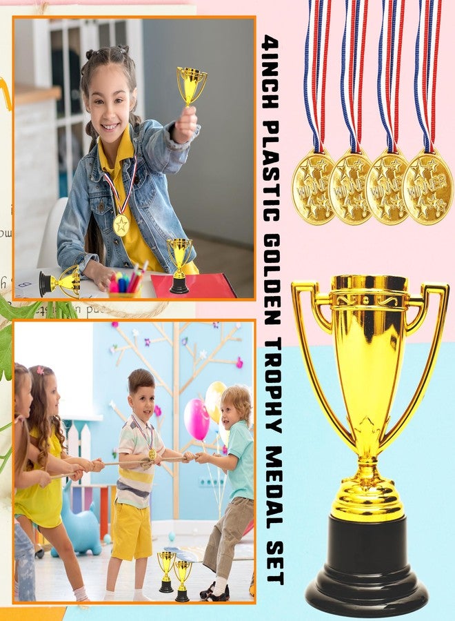Swakuta 72 Pcs Mini Trophies Cups Medals for Kids 36 Gold Award Trophy Cups 36 Plastic Medals Sports Tournament Competitions Winning Prizes Rewards Party Favors - Image 4