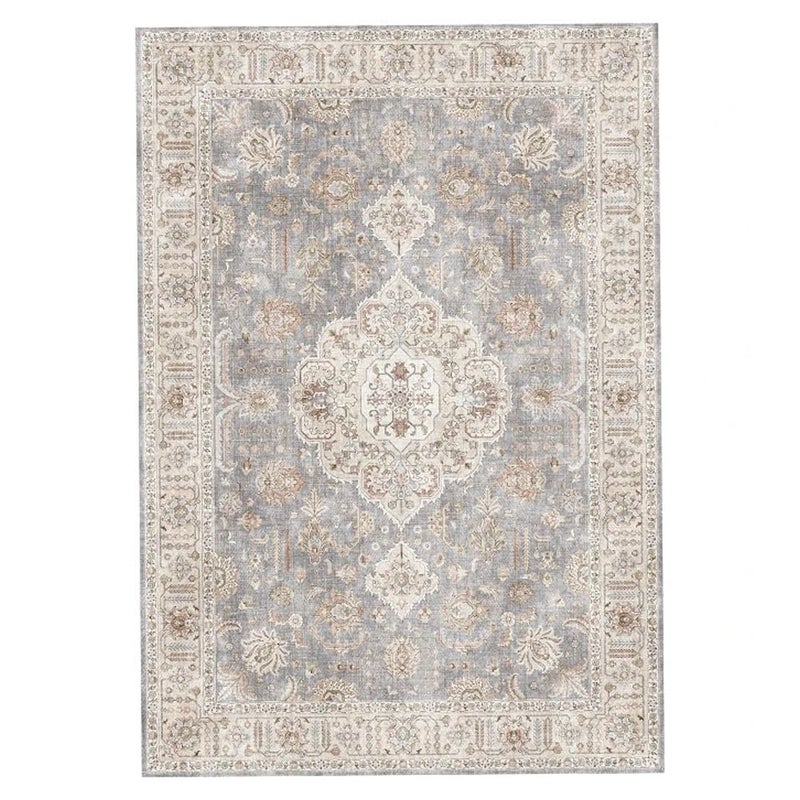 Bukela 120x180cm Non-Slip Boho Area Rug, Vintage Machine Washable Large Rug for Living Room & Bedroom, Natural Rubber Backing with Anti-Skid Design, Dark Grey Distressed Carpet (Light) - Image 2