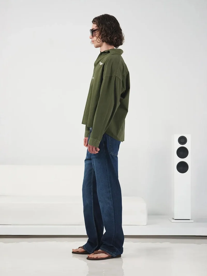 جيستو GIESTO Oversized Buttoned Long Sleeve Shirt with Embroidery