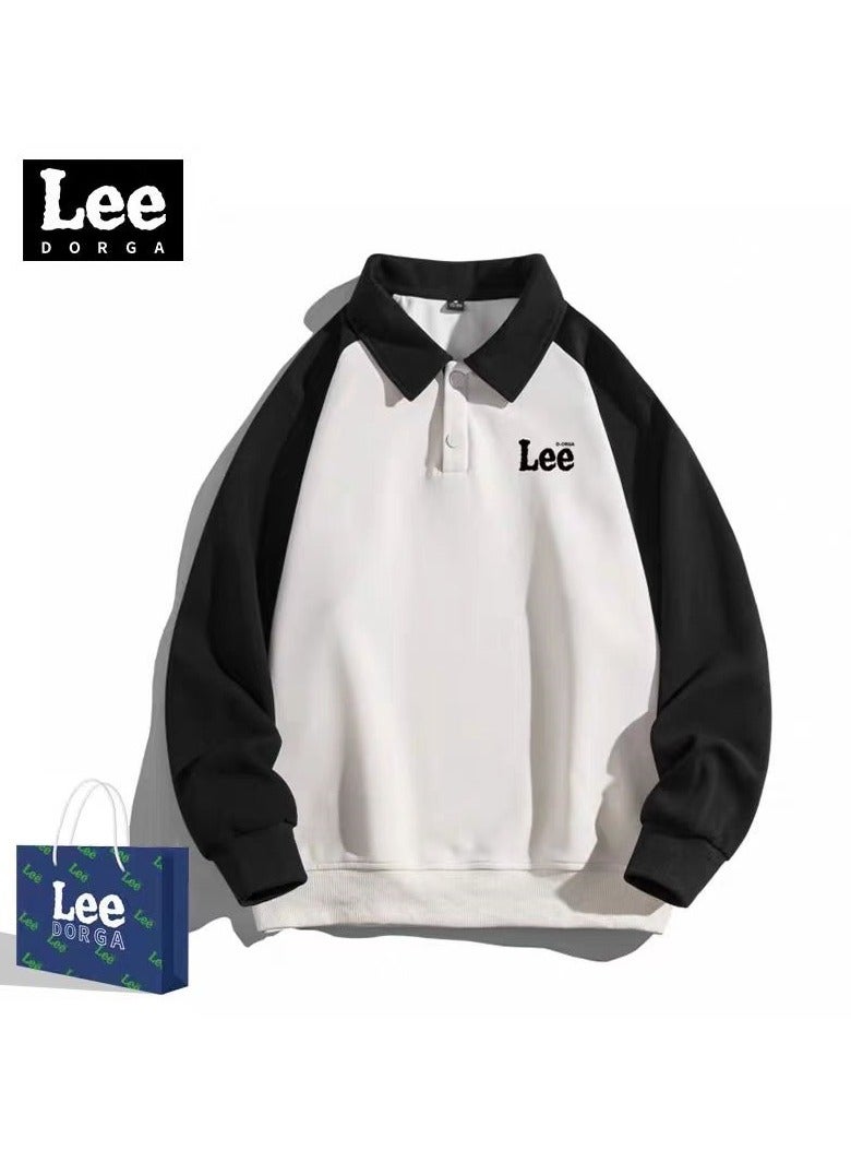LEE New Loose Casual Long Sleeved Polo Shirt With Contrasting Colors  - Image 1
