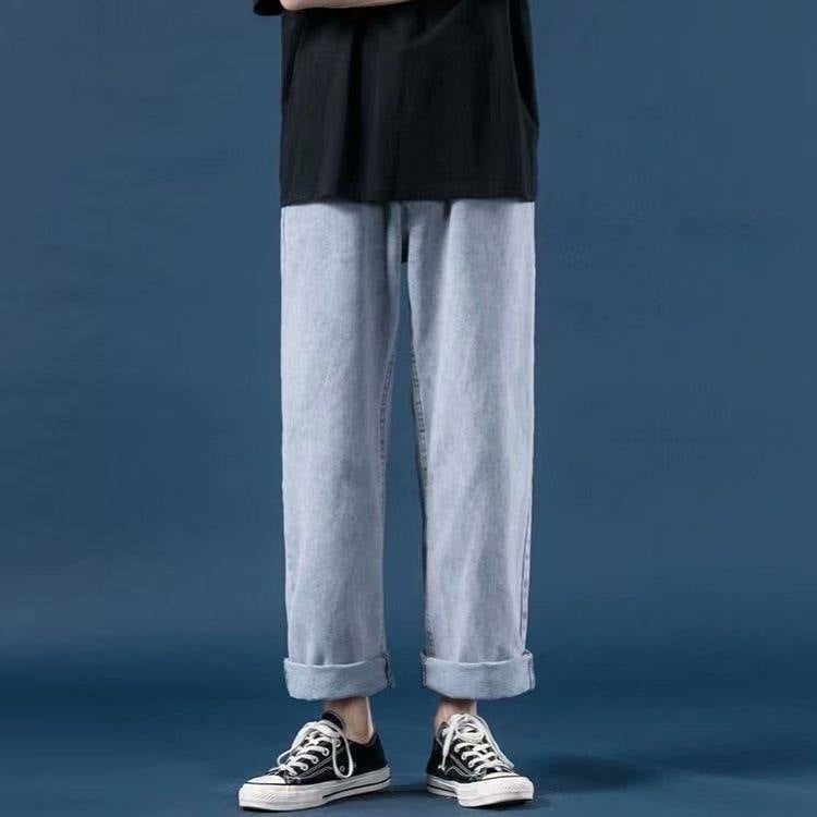 Daifa Light-Colored Jeans Men'S Trendy Brand Straight Loose Korean Style Fashionable Wide-Leg Trousers For Boys - Image 4