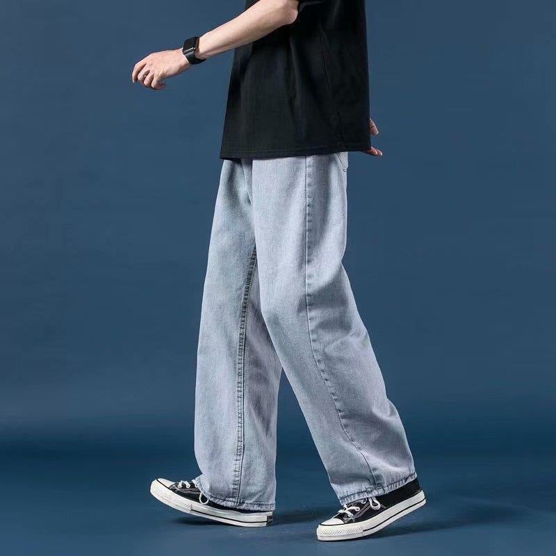 Daifa Light-Colored Jeans Men'S Trendy Brand Straight Loose Korean Style Fashionable Wide-Leg Trousers For Boys - Image 2