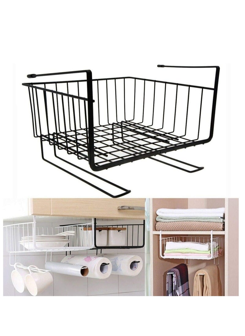 Rubik Under Shelf Basket, Multifunctional Hanging Under Cabinet Storage Organizer Wire Rack for Kitchen Pantry Black  - Image 1