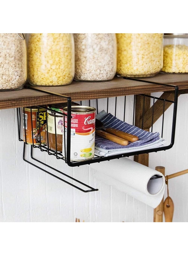 Rubik Under Shelf Basket, Multifunctional Hanging Under Cabinet Storage Organizer Wire Rack for Kitchen Pantry Black  - Image 2