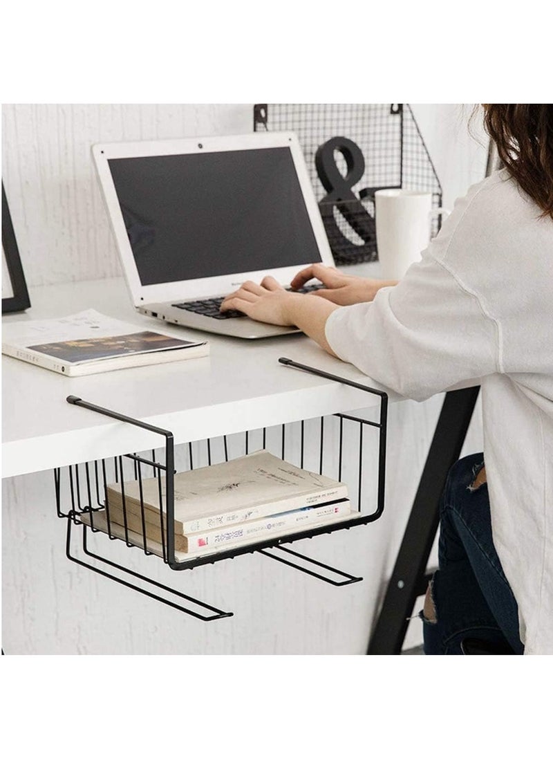Rubik Under Shelf Basket, Multifunctional Hanging Under Cabinet Storage Organizer Wire Rack for Kitchen Pantry Black  - Image 4