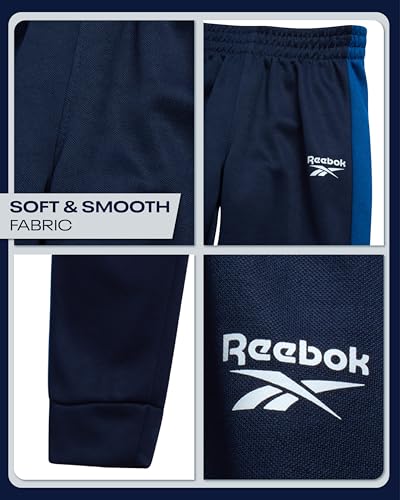 Reebok Baby Boy Pants Set - 3 Piece Athletic Tricot Track Jacket Short Sleeve Tee & Joggers Infant Toddler & Boys Tracksuit, Size 5, Navy Time 2 Play - Image 3