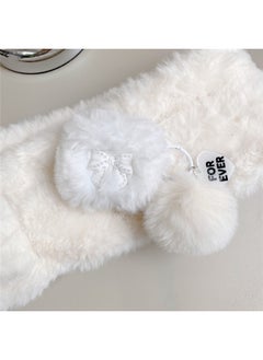 Autumn And Winter Plush Bow For Apple AirPods 4 Generation Bluetooth Headset Protective Case Pro2 Earphone Case For Apple 3 Generation-Color:White Plush Laser Bow Earphone Case + Color-plated Bow Bracelet-Applicable Models:For Apple Airpods 4