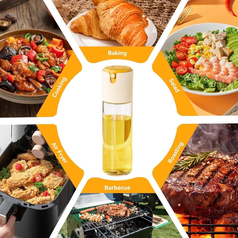 KEINHO Glass oil Spray Dispenser Cooking 200ml Olive Oil Spray Bottle Refillable Food Grade Oil Vinegar Spritzer Sprinkler Sprayer Mister Used for Air Fryer Salad Making Frying - Image 4