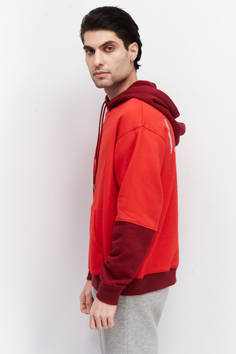 ESPRIT Men Long Sleeve Two-Tone Hoodie, Red - Image 3