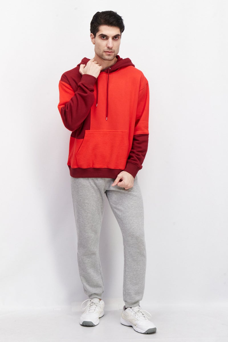 ESPRIT Men Long Sleeve Two-Tone Hoodie, Red - Image 2