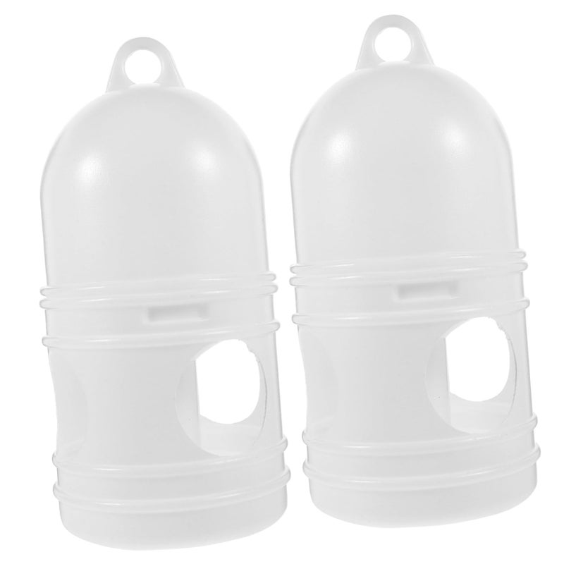 2 Pcs Plastic Pigeon Waterer Feeder Easy to Clean White Base Bird Water Dispenser - Image 2