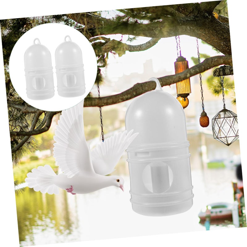 2 Pcs Plastic Pigeon Waterer Feeder Easy to Clean White Base Bird Water Dispenser - Image 4