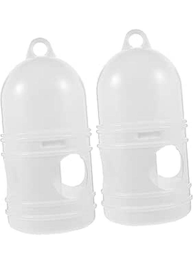 2 Pcs Plastic Pigeon Waterer Feeder Easy to Clean White Base Bird Water Dispenser - Image 1