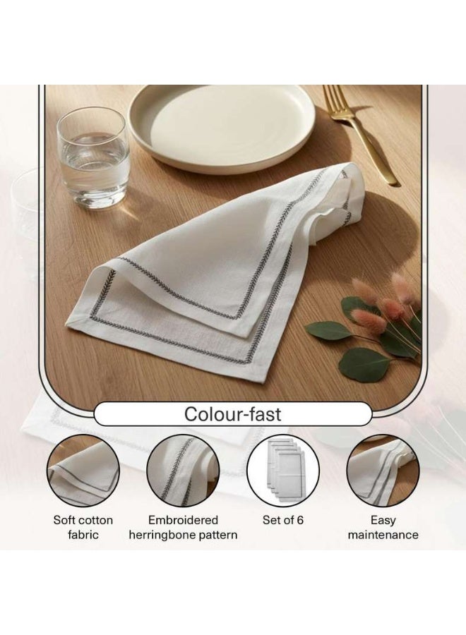 Pan Home طقم مناديل مطرزة ألينتا - أبيض - Image 4