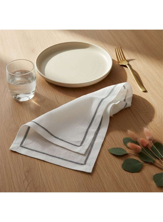 Pan Home طقم مناديل مطرزة ألينتا - أبيض - Image 1