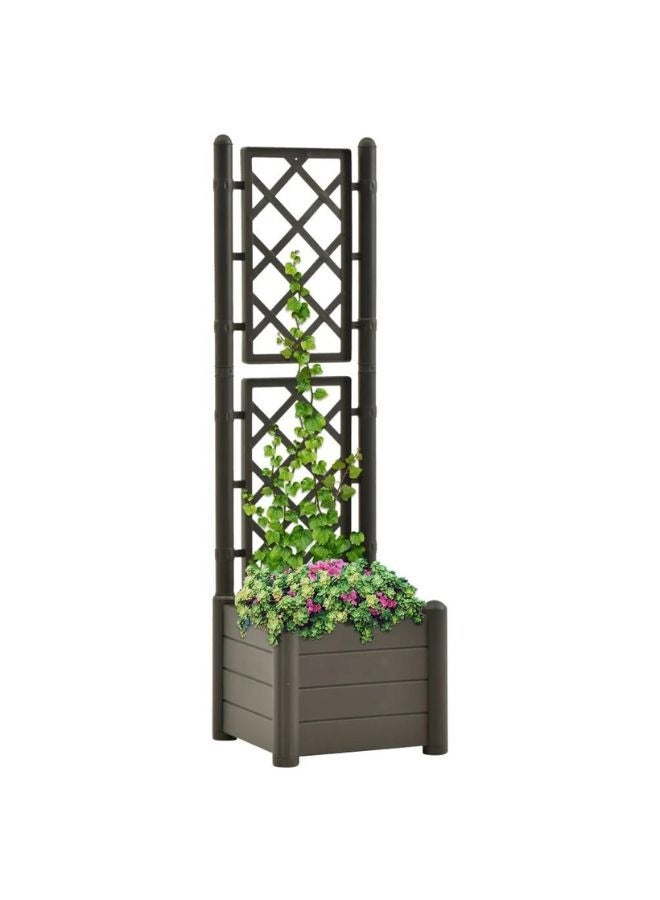 vidaxl vidaXL Garden Planter with Trellis 43x43x142 cm PP Anthracite - Image 1