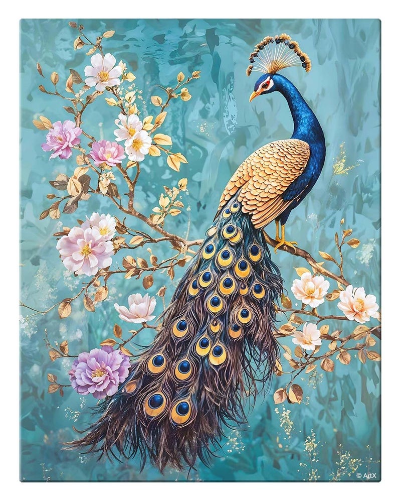 ArtX Canvas Peacock Painting For Wall Vastu, Peacock Wall Decor, Bedroom, Multicolor, Abstract, 58.0 X 45.0 cm, Set of 1 - Image 4
