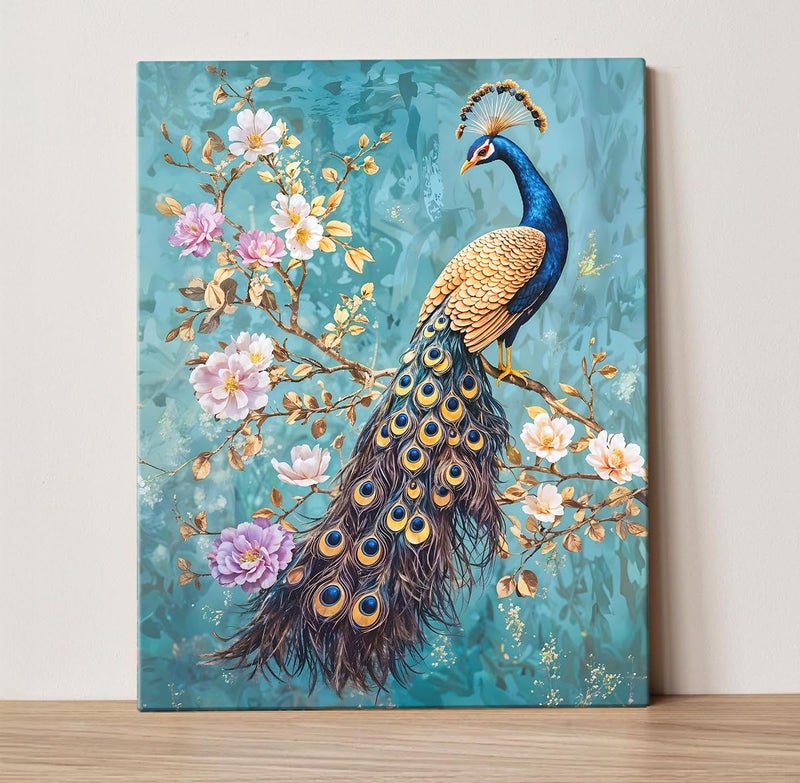 ArtX Canvas Peacock Painting For Wall Vastu, Peacock Wall Decor, Bedroom, Multicolor, Abstract, 58.0 X 45.0 cm, Set of 1 - Image 5
