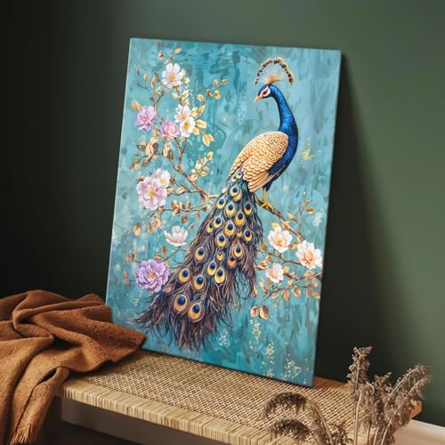 ArtX Canvas Peacock Painting For Wall Vastu, Peacock Wall Decor, Bedroom, Multicolor, Abstract, 58.0 X 45.0 cm, Set of 1 - Image 2